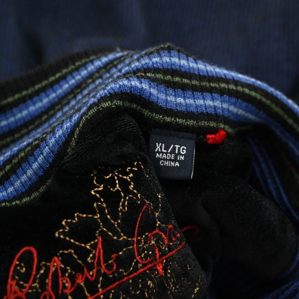 ROBERT GRAHAM Mens Blue Quarter Zip Sweater Sz XL Wool Waffle Knit Pullover Mock